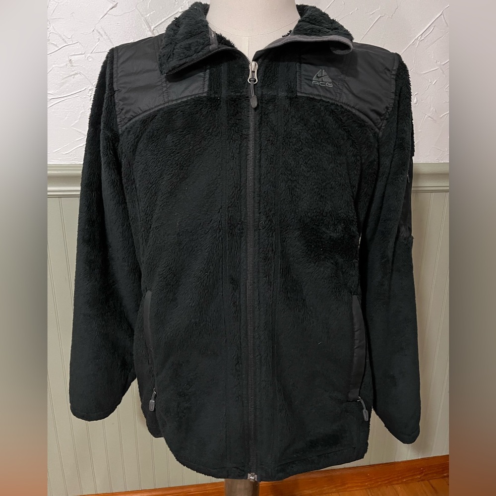 Nike Jacket ACG Women's Large Full Zip Jacket Black Fleece Lined